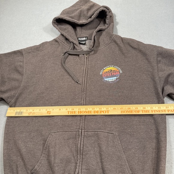 SWEATSHIRT HOODED Estes Park Colorado Rocky Unisex LARGE‎ Full Zip Grey Pocket - Picture 7 of 11